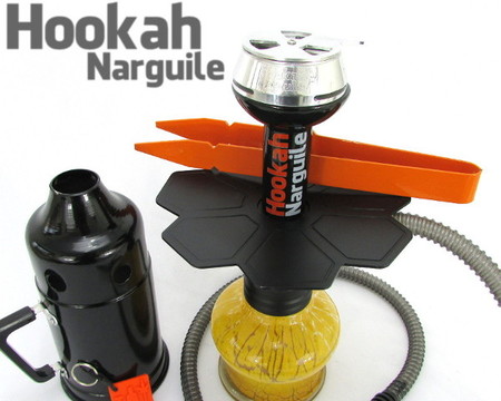 Hookah Narguile Mini de Alumínio com Vaso, Prato, Kaloud e Abafador